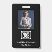 Custom Employee Photo, Barcode, Logo, Name Badge バッジ (正面)