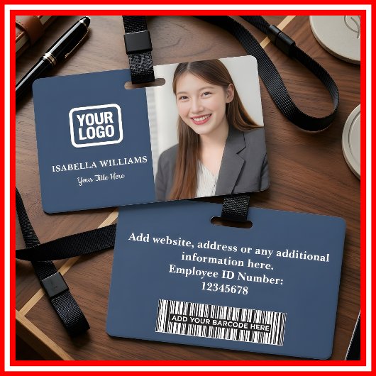 Custom Employee Photo, Barcode, Logo, Name Badge バッジ