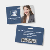 Custom Employee Photo, Barcode, Logo, Name Badge バッジ (正面＆裏面)