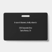 Custom Employee Photo ID Badge with Logo & Barcode バッジ (裏面)