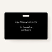 Custom Employee Photo ID Badge with Logo & Barcode バッジ (裏面)