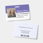 Custom Employee Photo Logo Bar Code Name Badge ID バッジ (正面＆裏面)