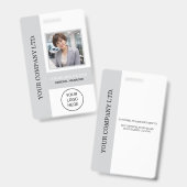 Custom Employee Photo, Logo, Name ,Light Grey  バッジ (正面＆裏面)