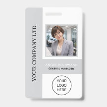 Custom Employee Photo, Logo, Name ,Light Grey 