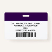 Custom Employee Photo,Name , Logo, Bar Code, Badge バッジ (裏面)