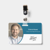 Custom Employee, Photo, Name, Title, Logo, Barcode バッジ (正面 （クリップ付）)