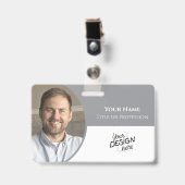 Custom Employee, Photo, Name, Title, Logo, Barcode バッジ (正面 （クリップ付）)