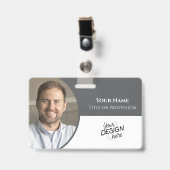 Custom Employee, Photo, Name, Title, Logo, Barcode バッジ (正面 （クリップ付）)