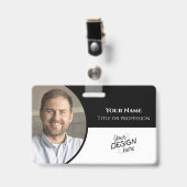 Custom Employee, Photo, Name, Title, Logo, Barcode バッジ (正面 （クリップ付）)