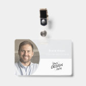 Custom Employee, Photo, Name, Title, Logo, Barcode バッジ (正面 （クリップ付）)