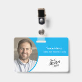 Custom Employee, Photo, Name, Title, Logo, Barcode バッジ (正面 （クリップ付）)