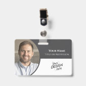 Custom Employee, Photo, Name, Title, Logo, Barcode バッジ (正面 （クリップ付）)