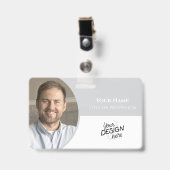 Custom Employee, Photo, Name, Title, Logo, Barcode バッジ (正面 （クリップ付）)