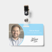 Custom Employee, Photo, Name, Title, Logo, Barcode バッジ (正面 （クリップ付）)