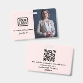 Custom Employee Photo, QR Code, Logo, Name Badge バッジ (正面＆裏面)