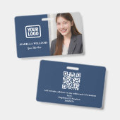 Custom Employee Photo, QR Code, Logo, Name Badge バッジ (正面＆裏面)