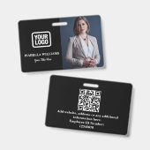 Custom Employee Photo, QR Code, Logo, Name Badge バッジ (正面＆裏面)