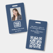 Custom Employee Photo, QR Code, Logo, Name Badge バッジ (正面＆裏面)