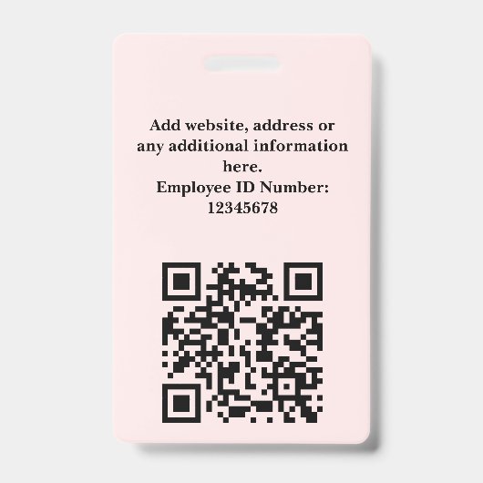 Custom Employee Photo, QR Code, Logo, Name Badge バッジ (裏面)