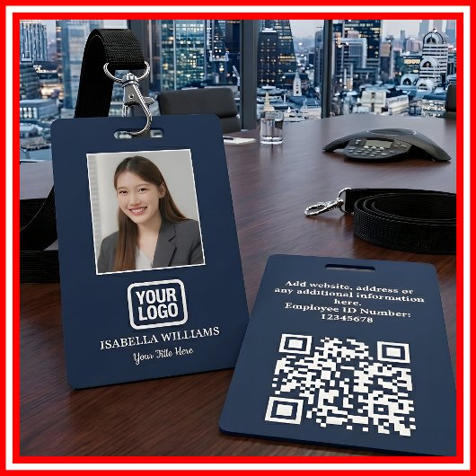 Custom Employee Photo, QR Code, Logo, Name Badge バッジ