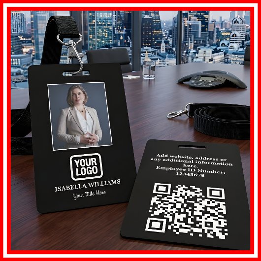 Custom Employee Photo, QR Code, Logo, Name Badge バッジ