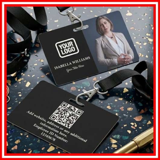 Custom Employee Photo, QR Code, Logo, Name Badge バッジ