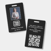 Custom Employee Photo, QR Code, Logo, Name Badge バッジ (正面＆裏面)