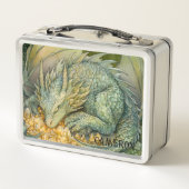 Custom Enchanted Emerald Forest Dragon メタルランチボックス (裏面)