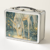 Custom Enchanted Emerald Forest Unicorn  メタルランチボックス (正面)