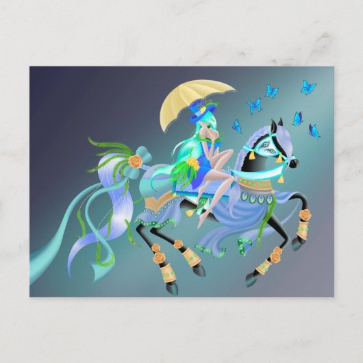 Custom Enchanted Horse Ride Postcard ポストカード (正面)