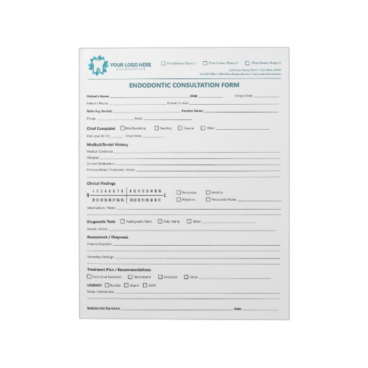 Custom Endodontic Consultation Form ノートパッド (回転)