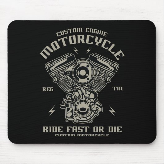 Custom Engine Motorcycle Ride Fast Or Die マウスパッド (正面)