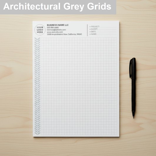 Custom Engineering Graph Pad with Logo, Gray Grids ノートパッド