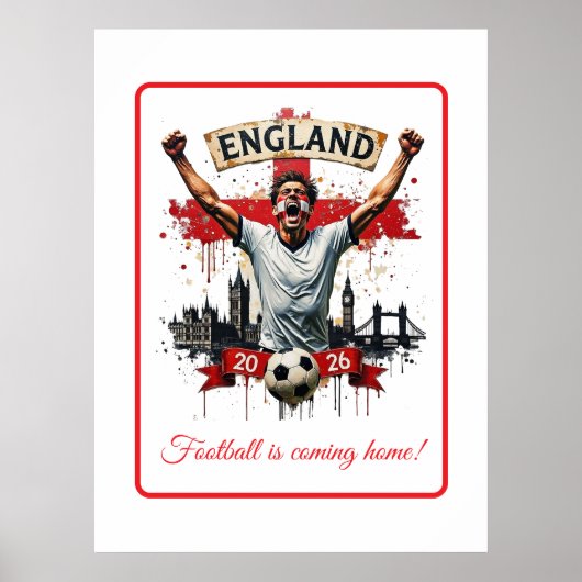 Custom England National Football Team Celebration ポスター (正面)