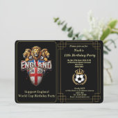 Custom England Soccer Team 3 Lions Birthday Invite シーズンカード (スタンド正面)
