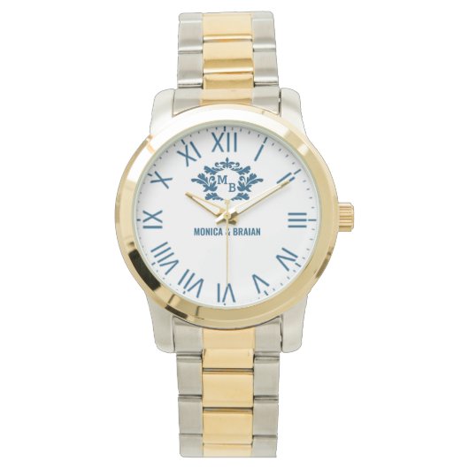 Custom Engraved Monogram Romantic Anniversary Gift 腕時計 (正面)