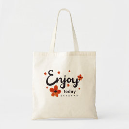Custom Enjoy Today Motivational Quote ORANGE  トートバッグ