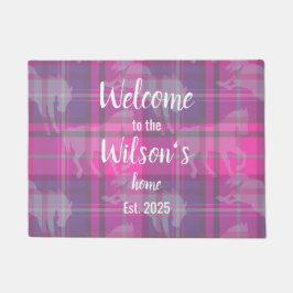 Custom Equestrian Tartan Family Welcome Coir Mat ドアマット