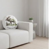 Custom "Established 1979" Watercolor Moose ラウンドクッション