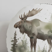 Custom "Established 1979" Watercolor Moose ラウンドクッション