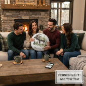 Custom "Established 1979" Watercolor Moose ラウンドクッション