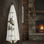 Custom "Established 1979" Watercolor Moose Sherpa シェルパブランケット