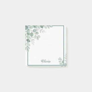 Custom Eucalyptus Watercolor Botanical Sticky Note ポストイット
