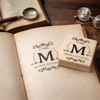 Custom Ex Libris Monogram Book Plate ラバースタンプ