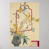 CUSTOM Exotic Parrot & Wintersweet Art Print ポスター (正面)