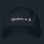 Custom Fabulous at 21 Celebrate Birthday Look Navy 刺繍入りキャップ<br><div class="desc">Celebrate a major milestone with this Navy Alternative Apparel Basic Adjustable Cap featuring beautifully stitched “Fabulous at 21” text that adds confidence and charm to any birthday look. The one-size-fits-all adjustable closure delivers a secure and relaxed fit, perfect for parties, club nights, photoshoots, or weekend celebrations. Order in bulk for...</div>