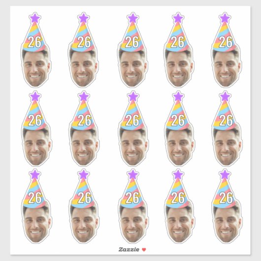 Custom Face 20th 30th 40th 50th 60th 70th Birthday シール (シート)