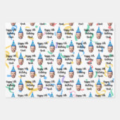 Custom Face 20th 30th 40th 50th 60th 70th Birthday ラッピングペーパーシート (正面3)