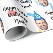 Custom Face 20th 30th 40th 50th 60th 70th Birthday ラッピングペーパー (ロールコーナー)