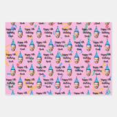 Custom Face 20th 30th 40th 50th 60th Birthday Pink ラッピングペーパーシート (正面3)